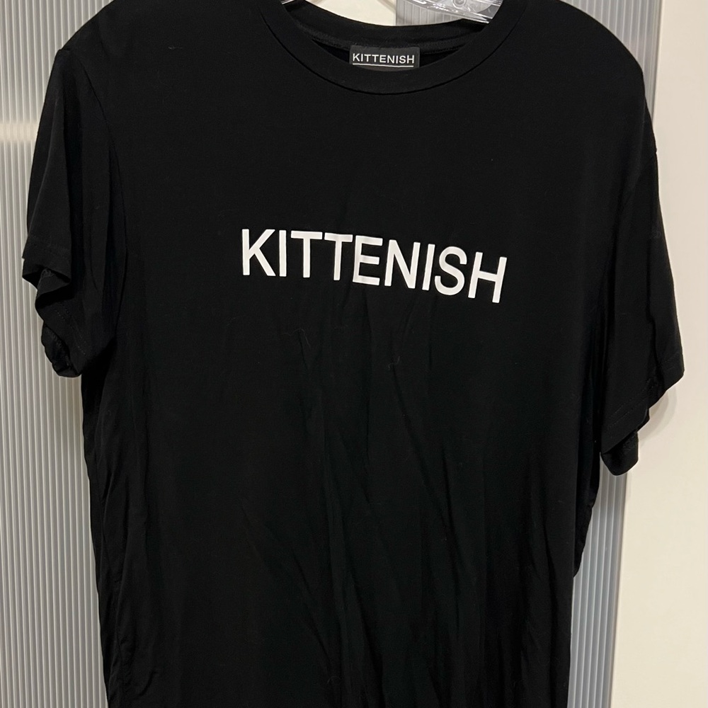 Kittenish Black Tee with White Logo